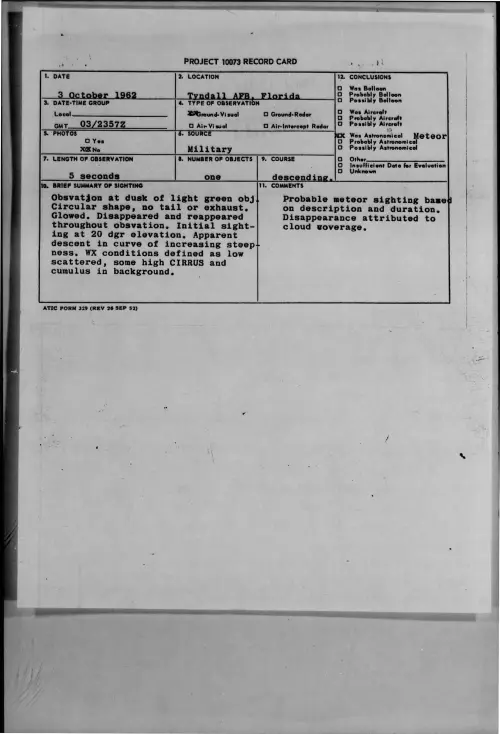 First page of 1962-10-8725883-TyndallAFB-Florida