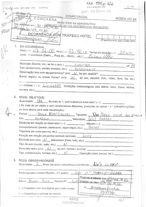 First page of BrazilianUFOFiles - BR_AN_BSB_ARX_590 BR_AN_BSB_ARX_590