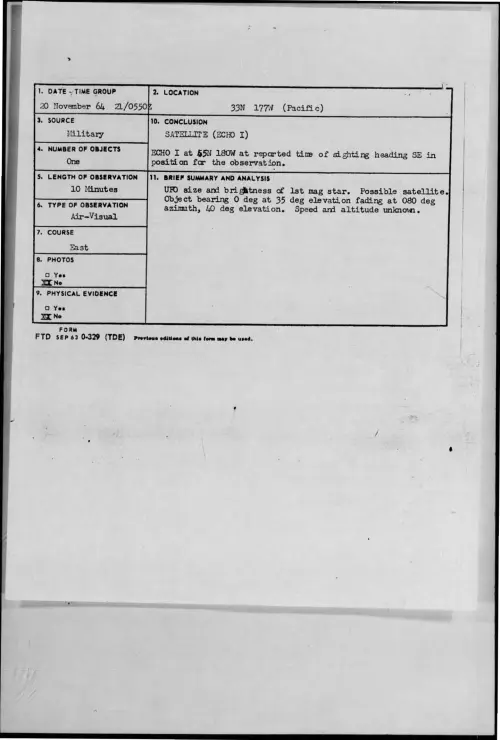 First page of 1964-11-8722027-33N177W-Pacific-