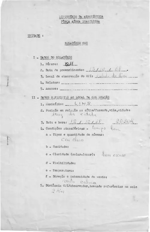 First page of BrazilianUFOFiles - CASO SIOANI 11 Caso SIOANI 011