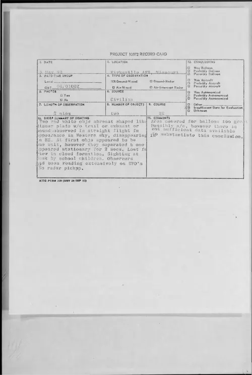 First page of 1962-05-8661500-KirksvilleAFS-Missouri