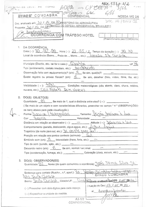 First page of BrazilianUFOFiles - BR_AN_BSB_ARX_581 BR_AN_BSB_ARX_581