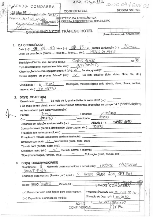 First page of BrazilianUFOFiles - BR_AN_BSB_ARX_571 BR_AN_BSB_ARX_571