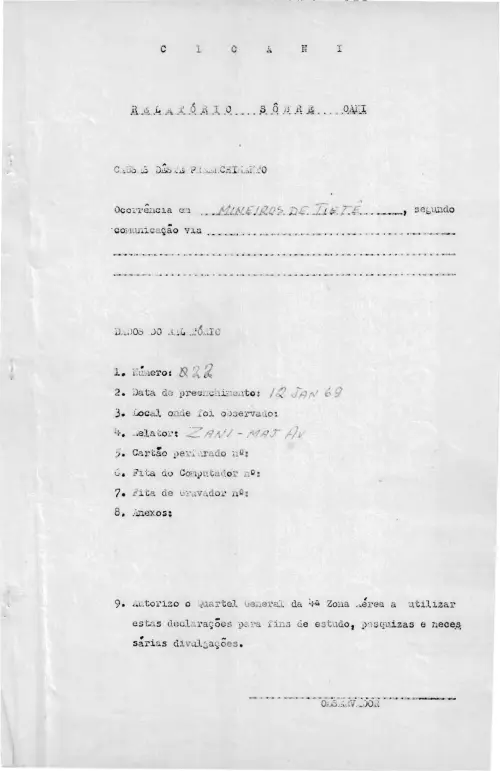 First page of BrazilianUFOFiles - CASO SIOANI 22 Caso SIOANI 022