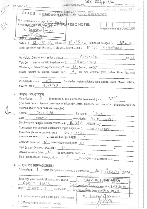First page of BrazilianUFOFiles - BR_AN_BSB_ARX_582 BR_AN_BSB_ARX_582