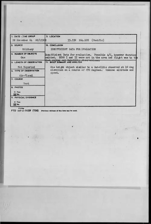 First page of 1964-11-8722051-33-55N164-10E-Pacific-