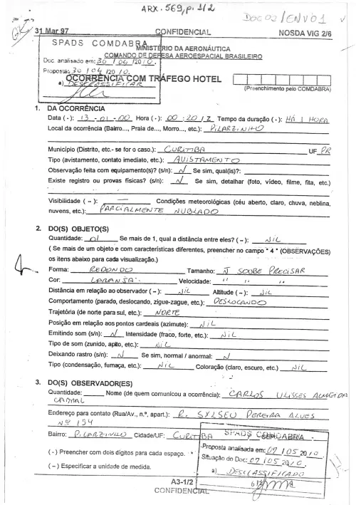 First page of BrazilianUFOFiles - BR_AN_BSB_ARX_569 BR_AN_BSB_ARX_569