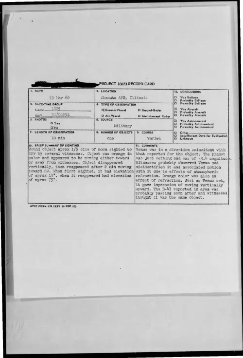 First page of 1962-03-8646234-ChanuteAFB-Illinois