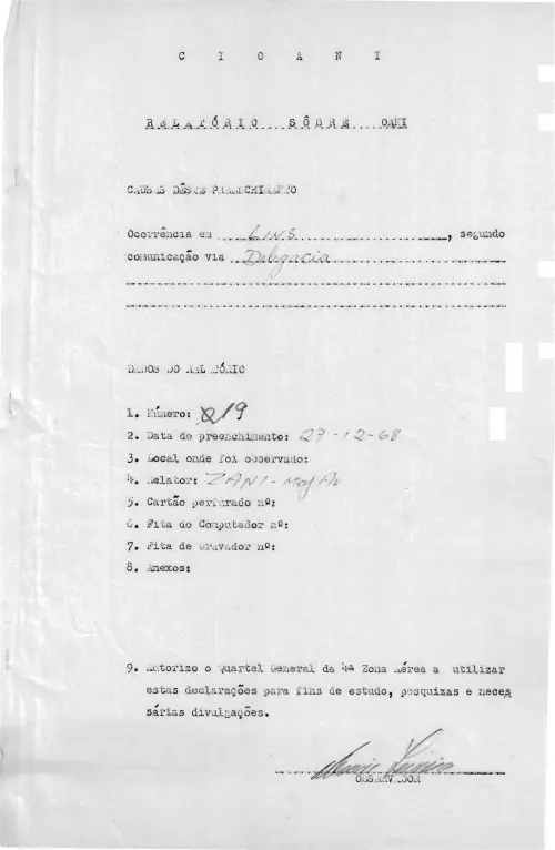 First page of BrazilianUFOFiles - CASO SIOANI 19 Caso SIOANI 019