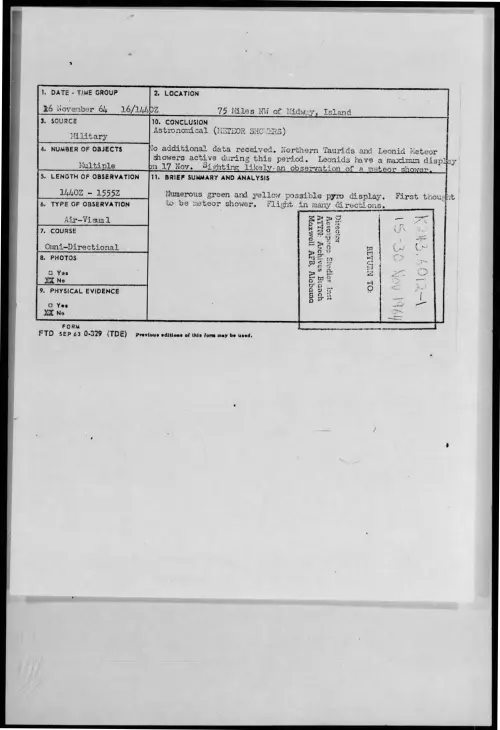 First page of 1964-11-8721878-75MilesNWofMidway-Island