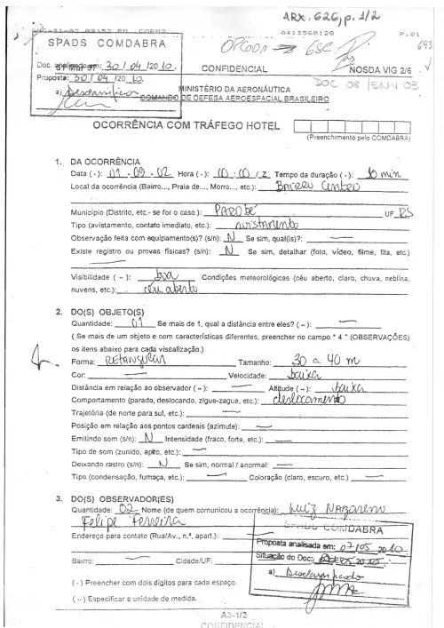 First page of BrazilianUFOFiles - BR_AN_BSB_ARX_626 BR_AN_BSB_ARX_626