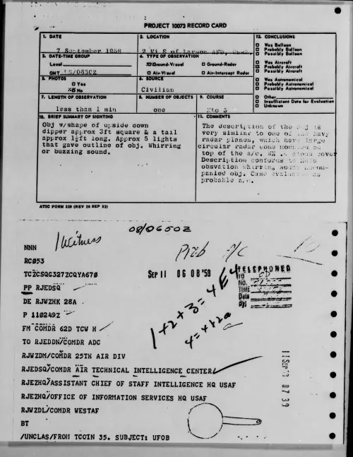 First page of 1958.09 - 8868325 - 2 Mi S Of Larson AFB, Wash