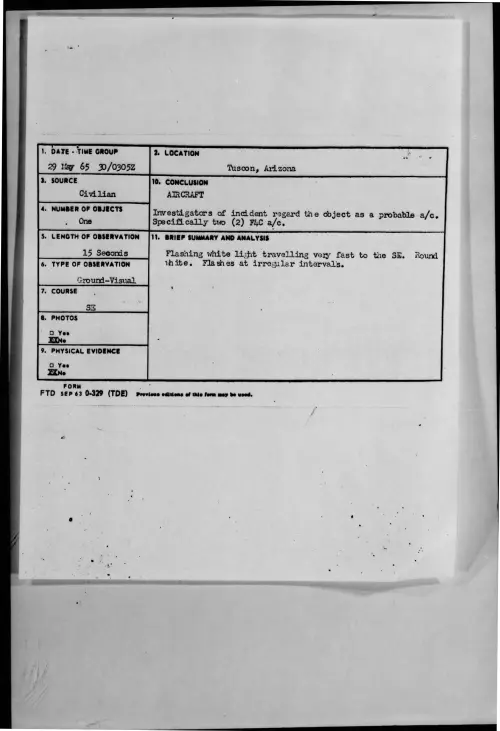 First page of 1965-05-9074226-Tuscon-Arizona