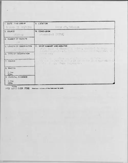 First page of 1953.03 - 9556216 - Dover AFB, Delaware