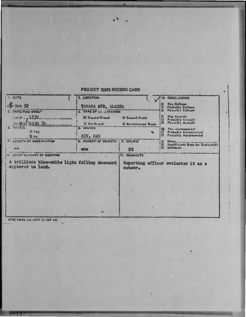 First page of 1952-12-9170186-TANANAAFB-ALASKA