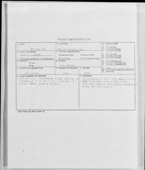 First page of 1958.03 - 6964958 - SSW of Enola, Pa