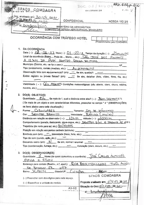 First page of BrazilianUFOFiles - BR_AN_BSB_ARX_631 BR_AN_BSB_ARX_631