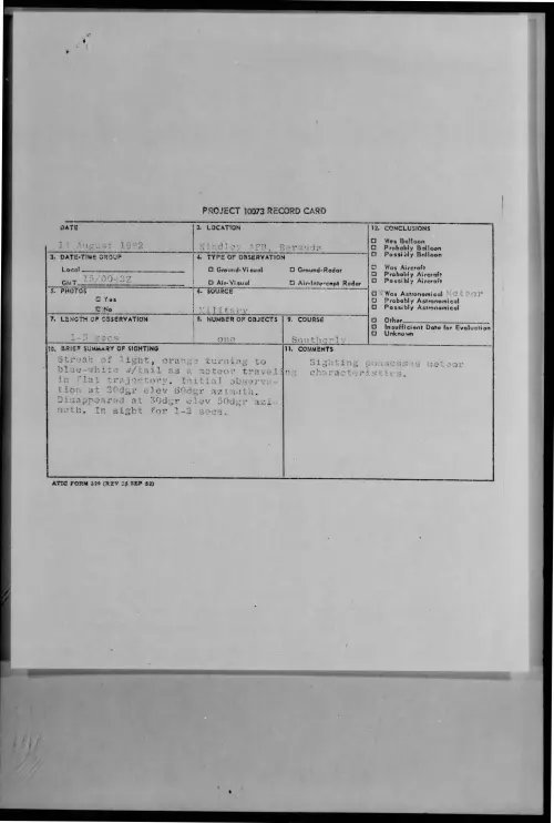 First page of 1962-08-8716048-KindleyAFB-Bermuda