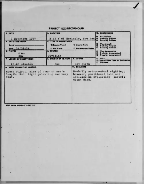First page of 1957.11 - 6781657 - 2 Mi N of Seminole, New Mex