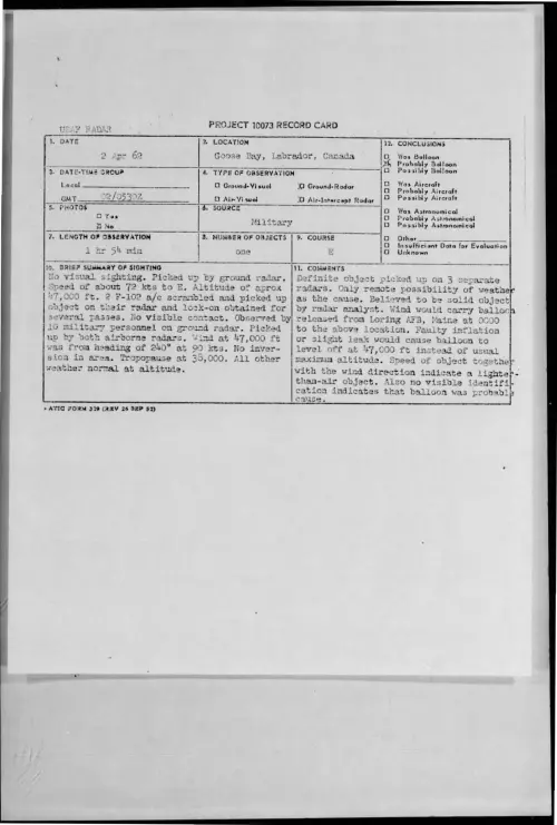 First page of 1962-04-8648749-GooseBay-Labrador-Canada