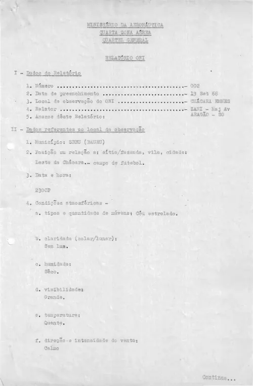 First page of BrazilianUFOFiles - CASO SIOANI 2 Caso SIOANI 002