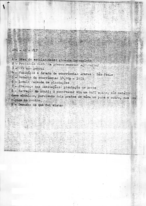 First page of BrazilianUFOFiles - Caso Araras 1955_ENVELOPE_03_CONTEUDO