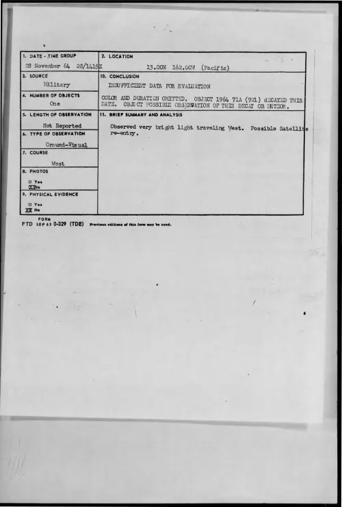 First page of 1964-11-8722047-13-00N162-00W-Pacific-