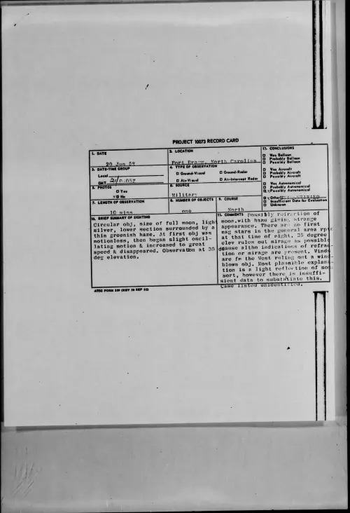 First page of 1958.06 - 8847938 - Fort Bragg, North Carolina