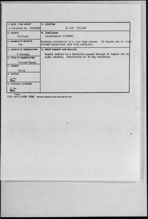 First page of 1964-11-8716414-31-50N173-00E
