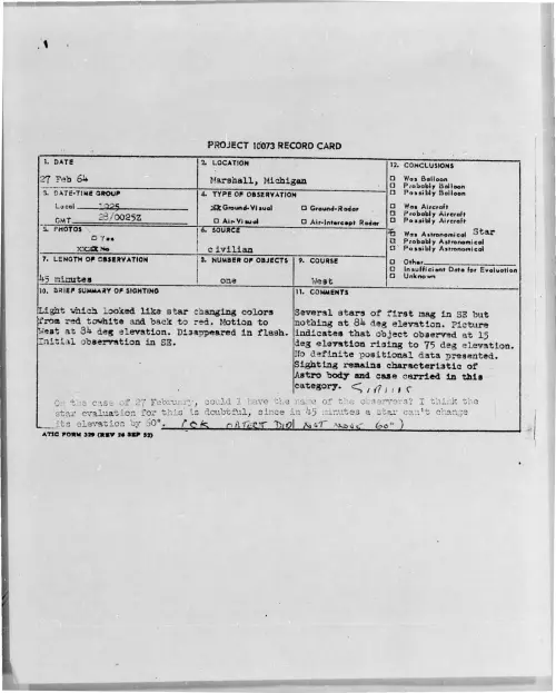 First page of 1964-02-8687438-Marshall-Michigan