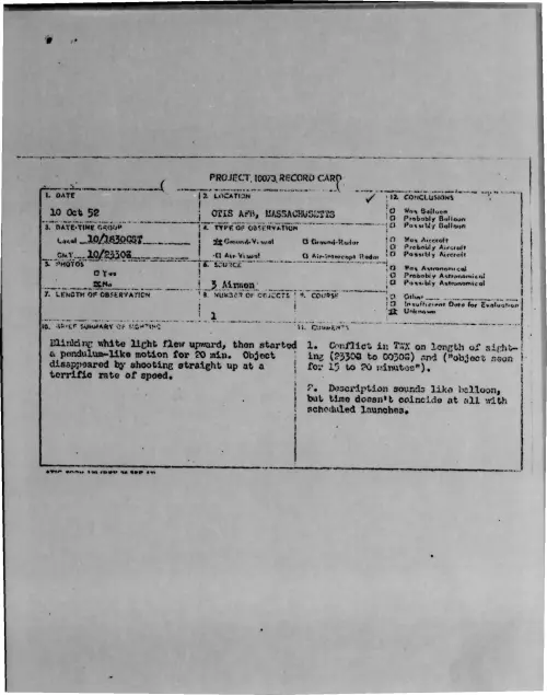 First page of 1952-10-6383804-OTISAFB-MASSACHUSETTS