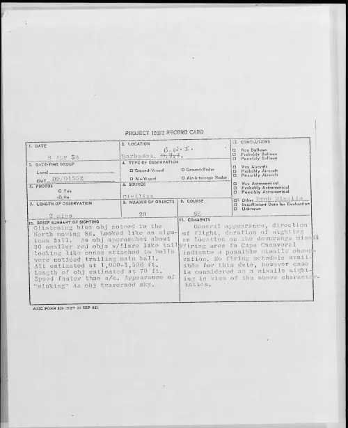 First page of 1958.04 - 6966815 - Barbados, B.W.I