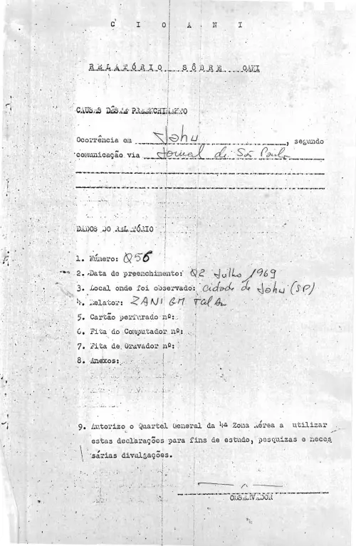 First page of BrazilianUFOFiles - CASO SIOANI 56 Caso SIOANI 056