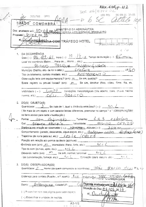 First page of BrazilianUFOFiles - BR_AN_BSB_ARX_616 BR_AN_BSB_ARX_616