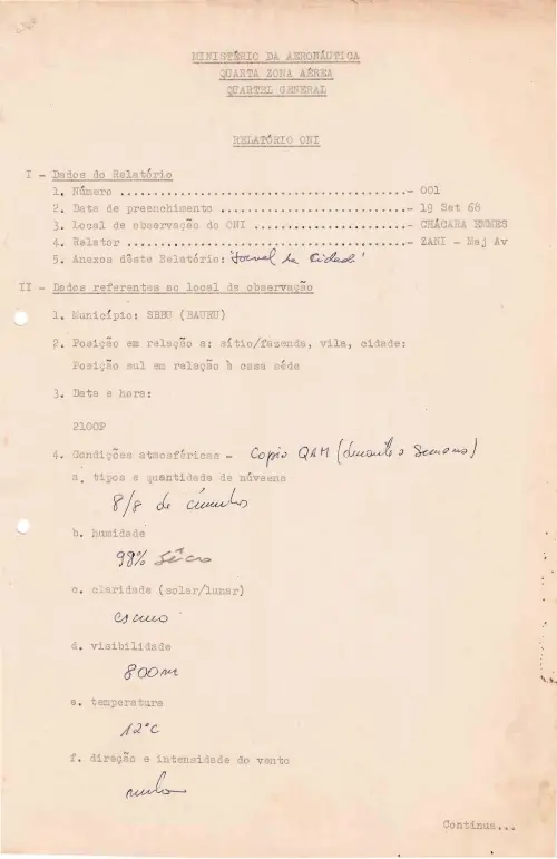 First page of BrazilianUFOFiles - Caso SIOANI 1 - Original Colorido Caso SIOANI 001 Colorido ORIGINAL
