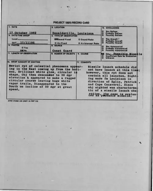 First page of 1962-10-8726385-Donaldsville-Louisiana