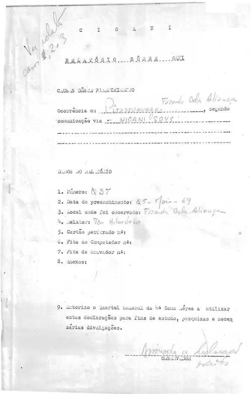 First page of BrazilianUFOFiles - CASO SIOANI 37 Caso SIOANI 037