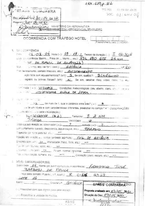 First page of BrazilianUFOFiles - BR_AN_BSB_ARX_639 BR_AN_BSB_ARX_639