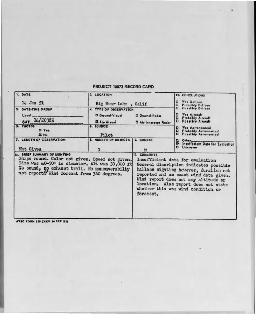 First page of 1951-01-7005506-BigBearLake-Calif