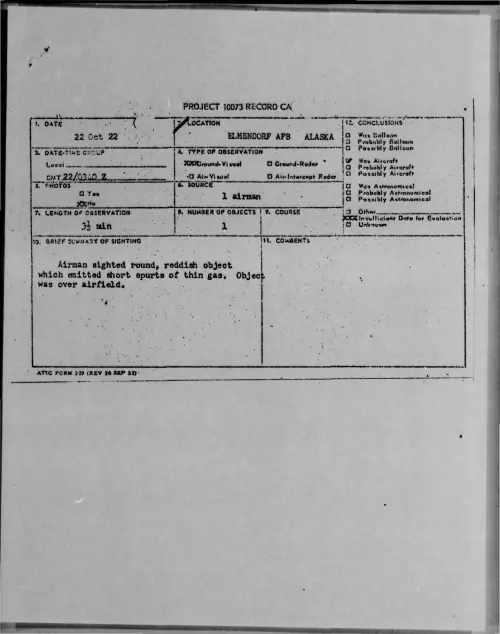 First page of 1952-10-9170690-ELMENDORFAFBALASKA