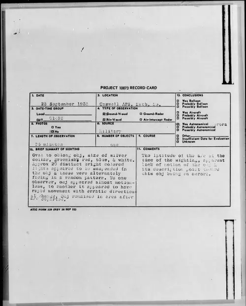 First page of 1958.09 - 7198343 - Casewell AFB, Eath, Me