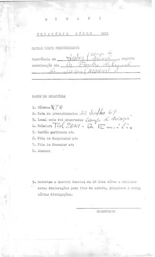 First page of BrazilianUFOFiles - CASO SIOANI 70 Caso SIOANI 070