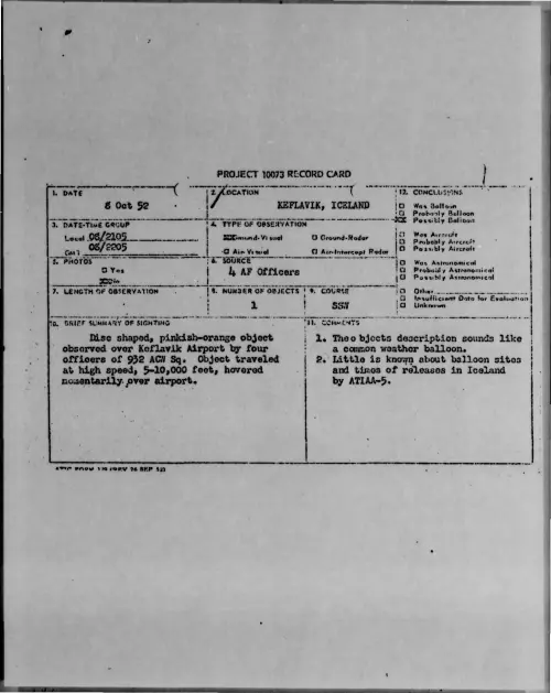 First page of 1952-10-6383752-KEFLAVIK-ICELAND