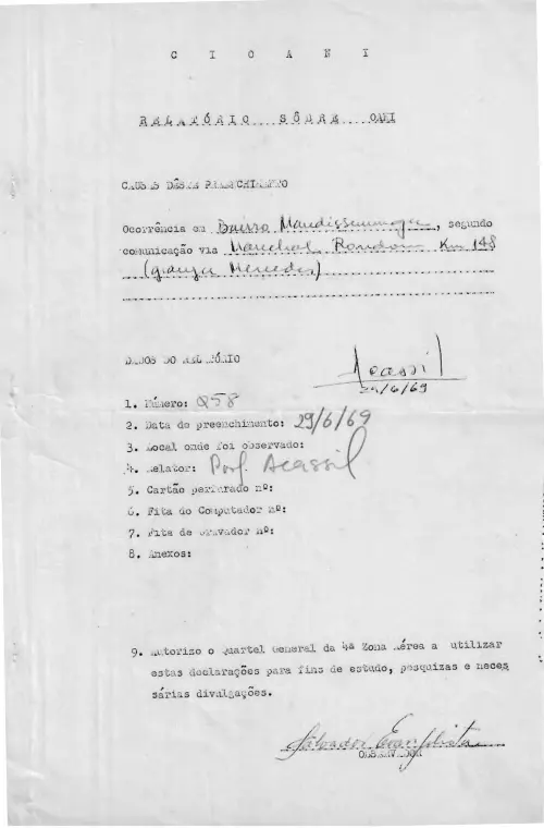 First page of BrazilianUFOFiles - CASO SIOANI 58 Caso SIOANI 058