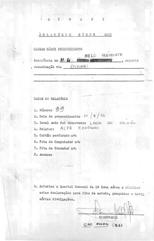 First page of BrazilianUFOFiles - CASO SIOANI 99 Caso SIOANI 099