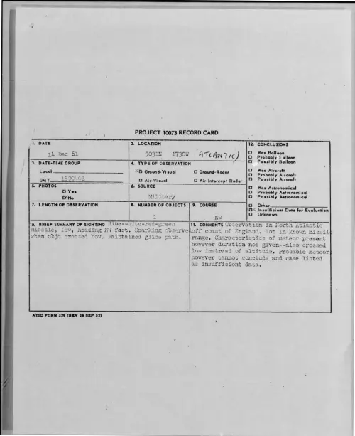 First page of 1961-12-8699240-5031N1730W-ATLANTIC-