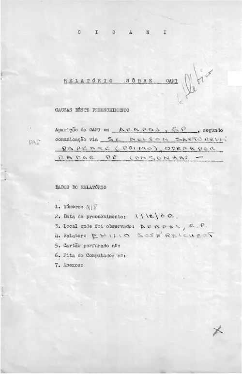 First page of BrazilianUFOFiles - CASO SIOANI 18 Caso SIOANI 018