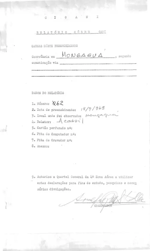 First page of BrazilianUFOFiles - CASO SIOANI 62 Caso SIOANI 062