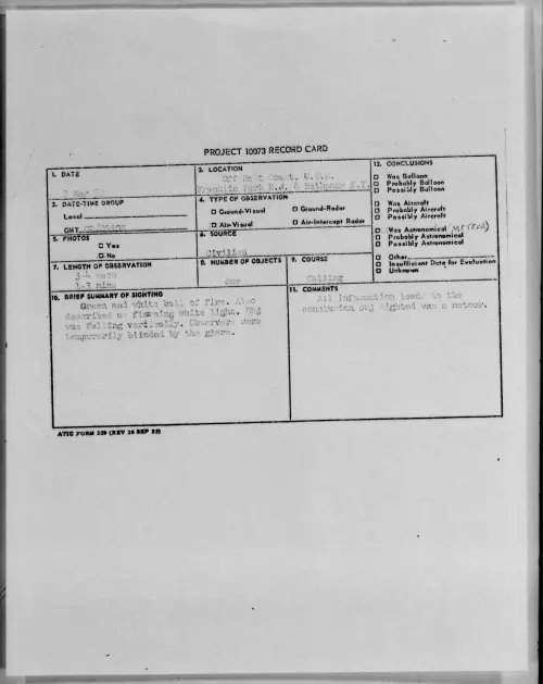 First page of 1959.03 - 9079492 - Off East Coast, U.S.A. Franklin Park N.J. & Bethpage N.Y