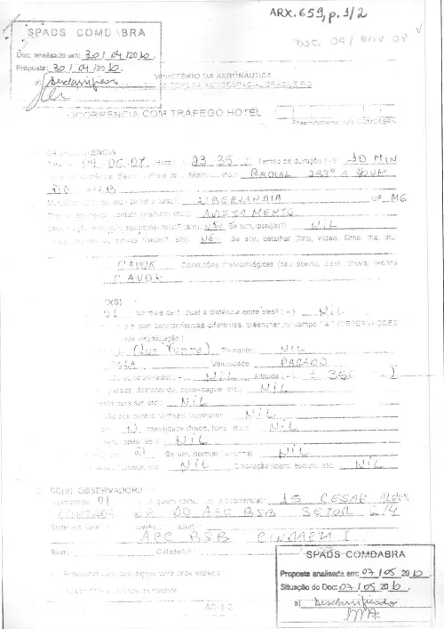 First page of BrazilianUFOFiles - BR_AN_BSB_ARX_659 BR_AN_BSB_ARX_659